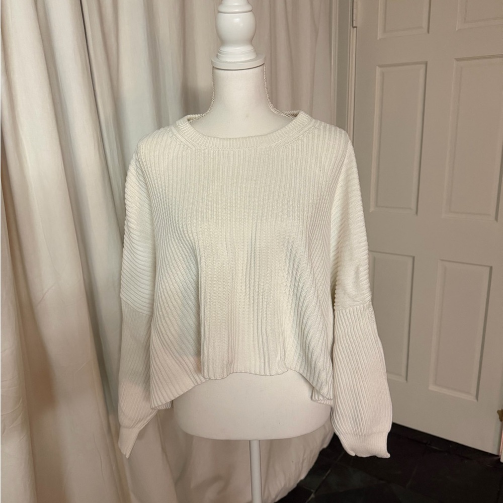 Free People Cream Crew Neck Sweater